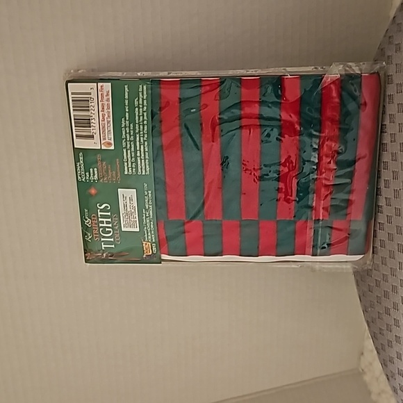 Forum Novelties Child Size Red & Green Striped Tights 8-10 Med - Picture 2 of 4